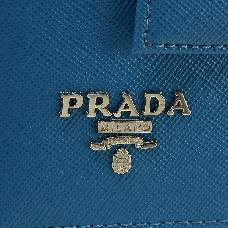 Knockoff Prada Real Leather Wallet 1138 blue - Click Image to Close